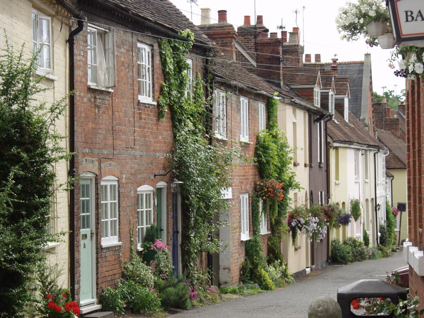 Scene showing Terraced houses, Bishops Waltham, Hampshire, England
