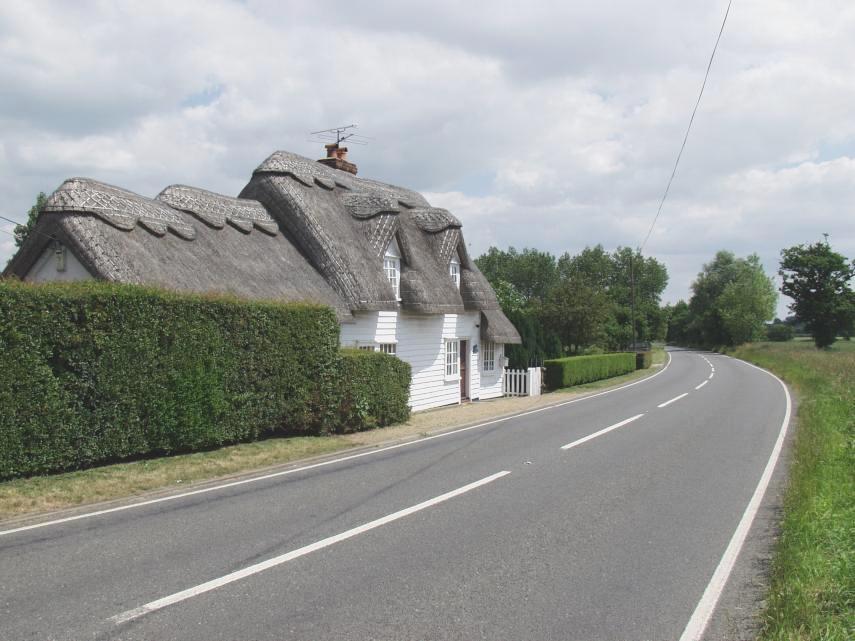 The country road between Maldon and Bradwell-on-Sea, Essex, England