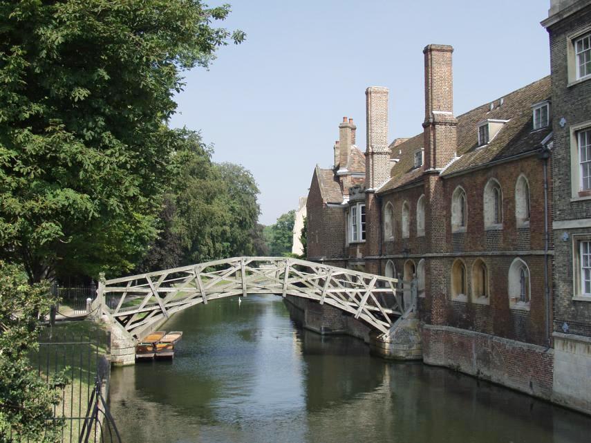 Photograph of the Mathmatical Bridge over the River Cam, Queens' College, Cambridge, Cambridgeshire, England