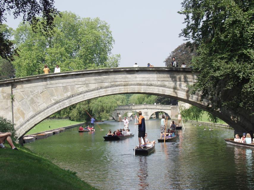Photograph of King's College and Clare College bridges over the River Cam, Cambridge, Cambridgeshire, England