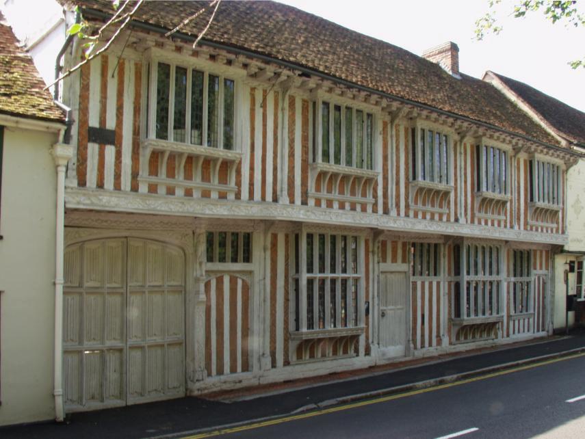 View of 16th Century wealthy merchants house - Paycock's, Coggeshall, Essex, England