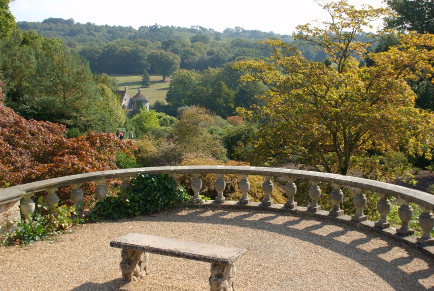 A small Terrace, Scotney Castle, Lamberhurst, Kent, England, Great Britain