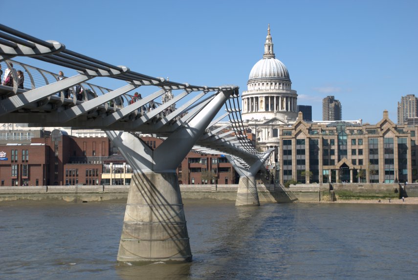 Photograph of the Millenium Bridge over the River Thames, Southwark, London, England