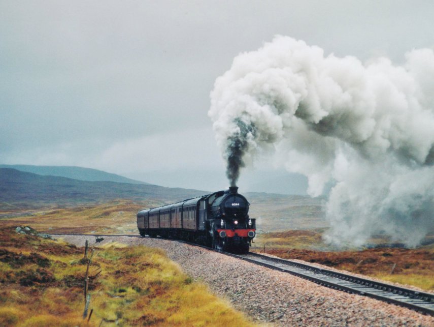Steam locomotive 61264, Class B1, Rannoch Moor, Highlands, Scotland, England