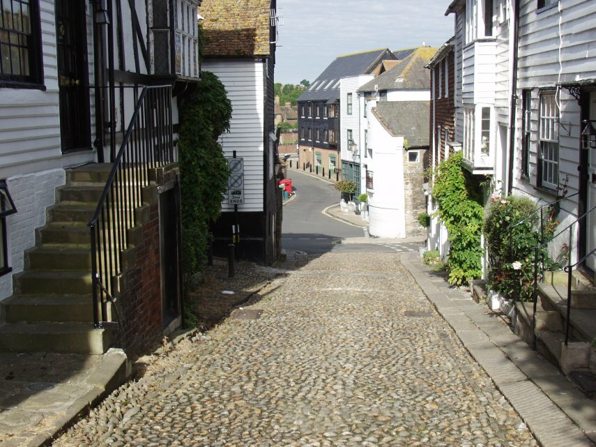 View of Mermaid Street, Rye, Sussex, England, Great Britain