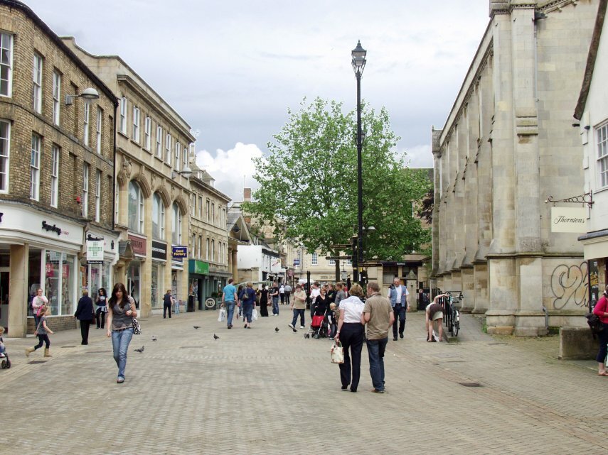 View of High Street, Stamford, Lincolnshire, England
