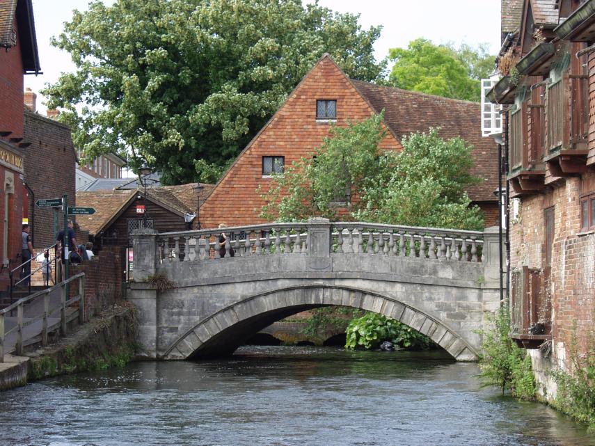 View of the River Itchen, Winchester, Hampshire, England