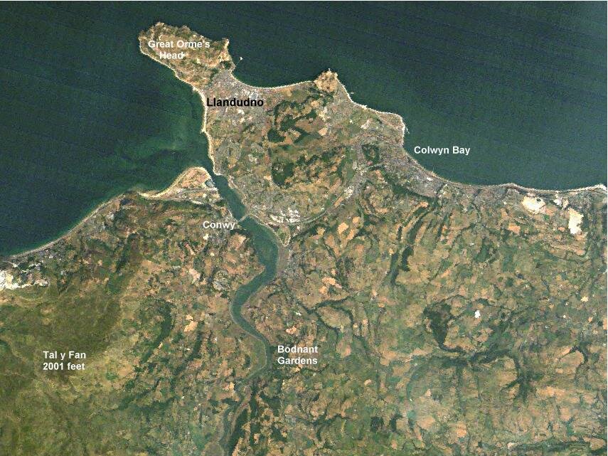 Satellite picture of the area around Conwy