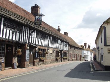 Scene showing the George Inn, Alfriston, Sussex, England