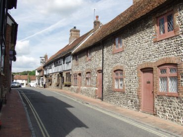 Terraced cottages in High Street, Alfriston, Sussex, England