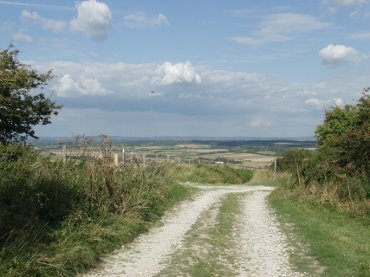 Scene showing the path up to Firle Beacon, Sussex, England