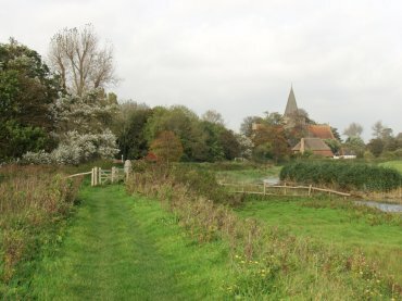 Scene showing the Cuckmere River and Alfriston, Sussex, England