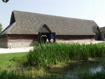 Photograph of 17th century thatched Threshing Barn, Avebury, Wiltshire (Wilts), England