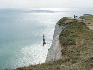 Beachyhead, Lighthouse and walkers, South Downs, Sussex, England