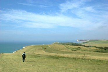 On top of the cliffs at Beachy Head, South Downs, Sussex, England