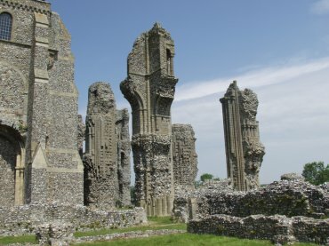 View of columns, Binham Priory, Binham, Norfolk, England
