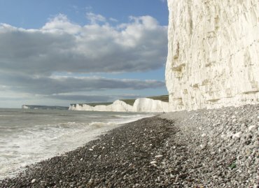 The white chalk cliffs at Birling Gap, South Downs, Sussex, England