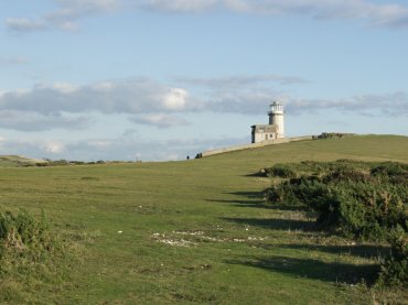 Belle Tout lighthouse on the cliff top at Birling Gap, South Downs, Sussex, England