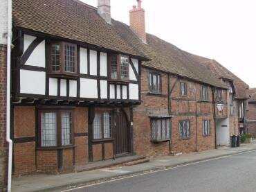 Photograph of ancient half-timbered buildings, Bishops Waltham, Hampshire (Hants), England