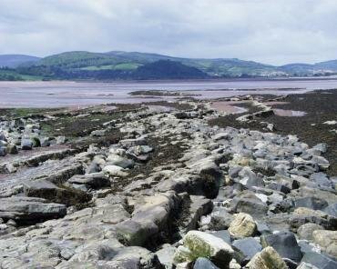 Stratified rocks on the shore at Blue Anchor, Somerset, England