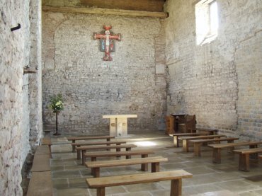 Scene showing the simple interior, St. Peter's Chapel, Bradwell-on-Sea, Essex