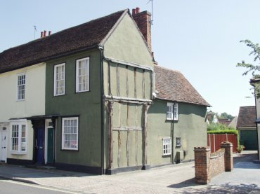 View of ancient houses in Bradford Street, Braintree, Essex, England