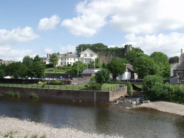 The confluence of the Rivers Usk and Honddu, Brecon, Brecknockshire, Wales