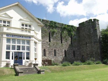 Brecon Castle and the Castle of Brecon Hotel, Brecon, Brecknockshire, Wales