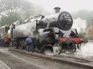 Locomotive 80079 at Bridgnorth Station, Bridgnorth, Shropshire, England