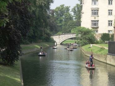 View of the River Cam from the Mathmatical Bridge, Queens' College, Cambridge, Cambridgeshire, England