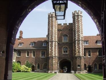 View of the Gatehouse and First Court, Queens' College, Cambridge, Cambridgeshire, England