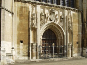View of the West Door, King's College Chapel, Cambridge, Cambridgeshire, England