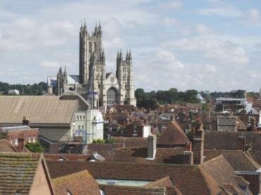 Photo showing Canterbury Cathedral from the battlements of Westgate Towers, Canterbury, Kent, England