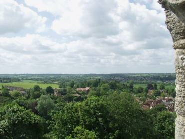 Photograph of the surrounding countryside from the top floor of Hedingham Castle, Essex