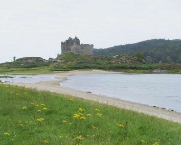Scene showing Castle Tioram by Loch Moidart on the Ardnamurchan Peninsula