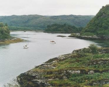 Scene showing Loch Moidart from Castle Tioram