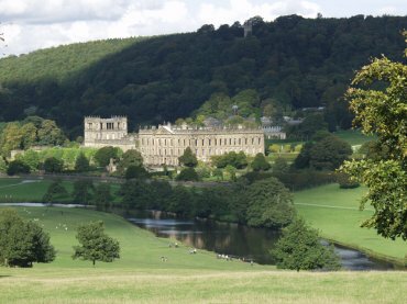 Photograph of Chatsworth House and grounds including the River Derwent, Derbyshire Peak District