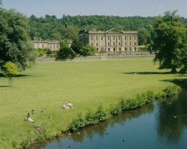 Photograph of Chatsworth House and grounds including the River Derwent, Derbyshire Peak District