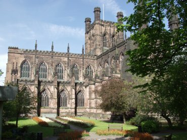 View of Chester Cathedral, Chester, Cheshire, England, Great Britain