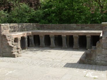 View of part of a Roman Hypocaust displayed in the Roman Gardens, Chester, Cheshire, England