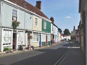 Photograph of colour washed houses in East Street, Coggeshall, Essex, England