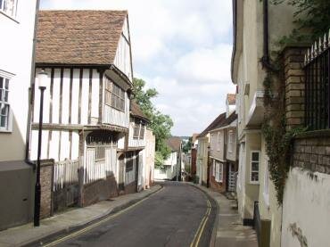 View of 15th Century Peake's House in the Dutch Quarter, Colchester, Essex, England