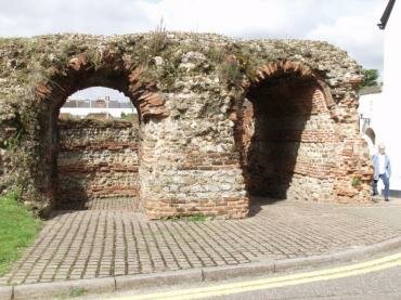 View of the Roman Balkerne Gate, Colchester, Essex, England