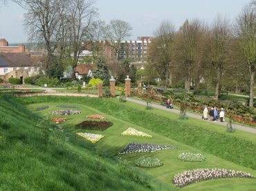 Scene showing Upper Castle Park, Colchester, Essex, England