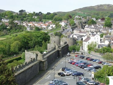Photo of the Medieval town walls, Conway, Snowdonia, Caernarvonshire (Gwynedd), North Wales