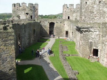 Photo looking down into the Outer Ward, Conway, Snowdonia, Caernarvonshire (Gwynedd), North Wales