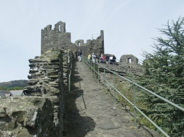 View of Conway's medieval town walls, Snowdonia, Caernarfonshire (Gwynedd), North Wales