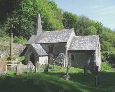 View of 12th Century Culbone Church, Somerset, England