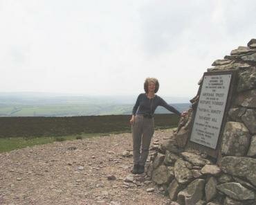 Photograph of the large stone cairn on Dunkery Beacon, Exmoor, Somerset, England