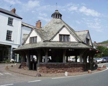 View of the Medieval Yarn Market, Dunster, Somerset, England